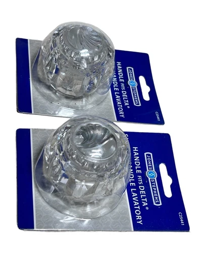 (2) Jones Stephens Acrylic Clear Single Handle Shower Knob Fits Delta RP17449 - Picture 2 of 4