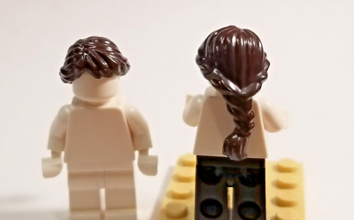 LEGO Minifigure Long Hair Braid Dark Brown Bangs French Side