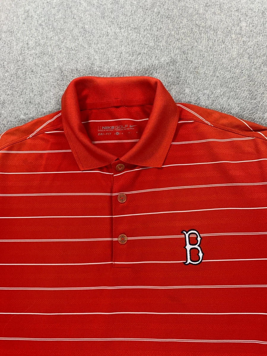 Boston Red Sox Nike Dri Fit Striped Polo Shirt (Men's Medium) Red