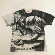 Vtg 1993 Jurassic Park AOP Promo Shirt XL Single Stitch Dinosaur Wrap Around Tee