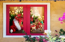 3D Red Hat A66 Christmas Window Film Print Sticker Cling Stained Glass Xmas