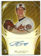 2013 Bowman Sterling DYLAN BUNDY Rookie RC Refractor On-Card Auto GOLD #41/50