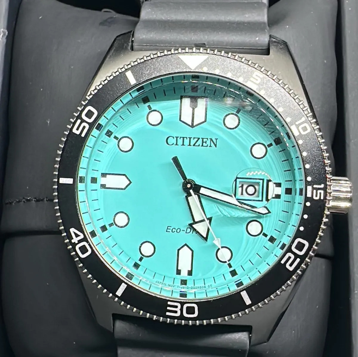 Citizen AW1760-14X Eco-Drive Tiffany Blue Rubber Dress Men's