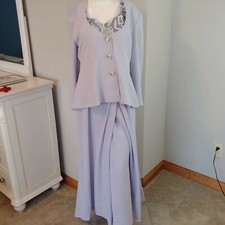 Womens 2PIECE Daymor Couture dress and coat purple white sequin