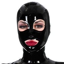 Latex Hood Open Eyes Mouth Back Zipper for Beautiful Women Girl Rubber Mask BDSM