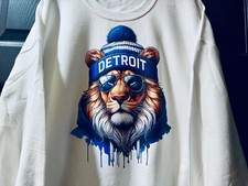 Detroit Lions oversized sweatshirt, unisex football Lion sweatshirt