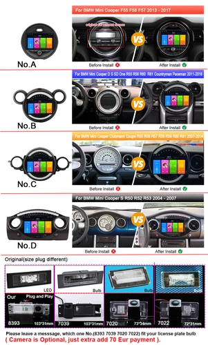 Navegación GPS 9" radio de coche + cámara de marcha atrás para BMW Mini Cooper Clubmann Coupe R55 R56 - Imagen 2 de 22