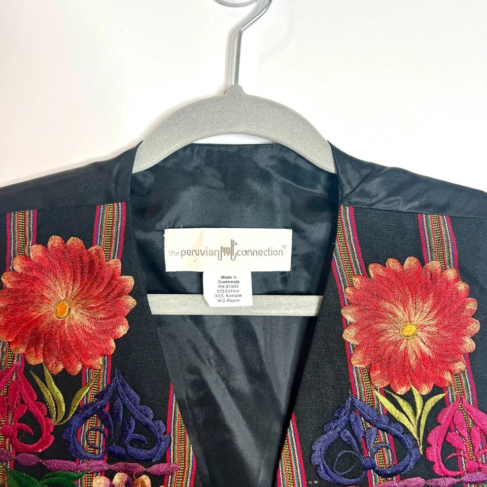 Chaleco Peruvian Connection M Para Mujer Pequeño Colorido Floral Bordado Arte Folclórico Foto 2 de 4