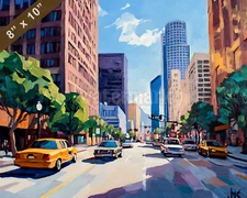 Los Angeles with Wilshire Center oil painting 8x10 Print