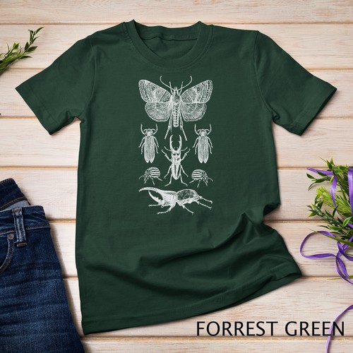Insects Collection T-Shirt Butterfly Stag Beetle Bugs Tee Unisex T-shirt - Picture 3 of 15