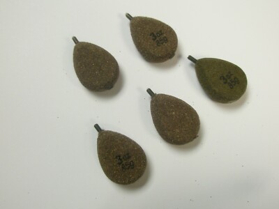 Korda 5 x Carp fishing leads TEXTURED FLAT PEAR INLINE - ALL SIZES