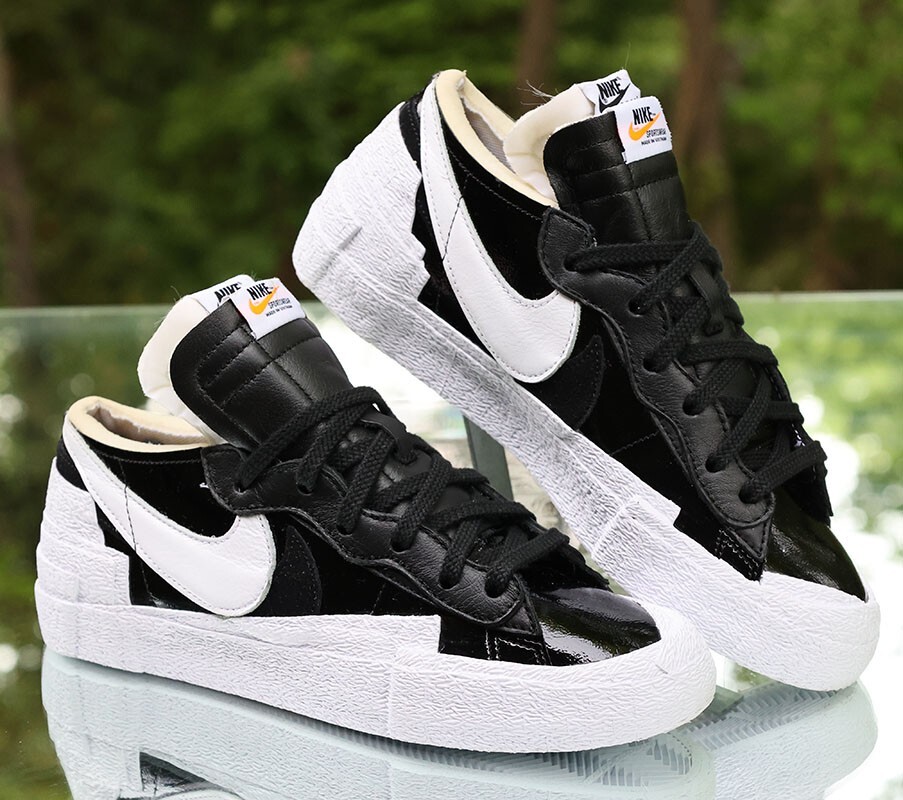 SACAI X NIKE Nike Sacai x Blazer Low Nero Patent Uomo Taglia 9 Bianco Personalizzato DM6443 001