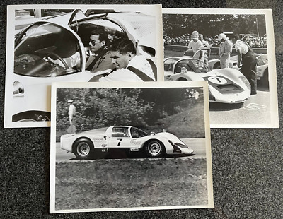 PORSCHE JOE BUZZETTA CARRERA 6 (906) SET OF THREE OFFICIAL PRESS PHOTOS RARE