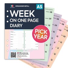 2027 | 2028 A5 Filofax COMPATIBLE Week on one page diary organiser refill