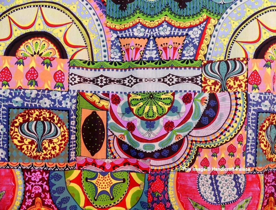 5 Yard Hand Block Print Handmade Cotton Indian Natural Sanganeri Print Fabric. - Image 2 of 4