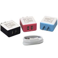 USB Dual Port Cable Charger Cord For iPhone 6/6s/7 Plus, SE, 5,5S wall adapter