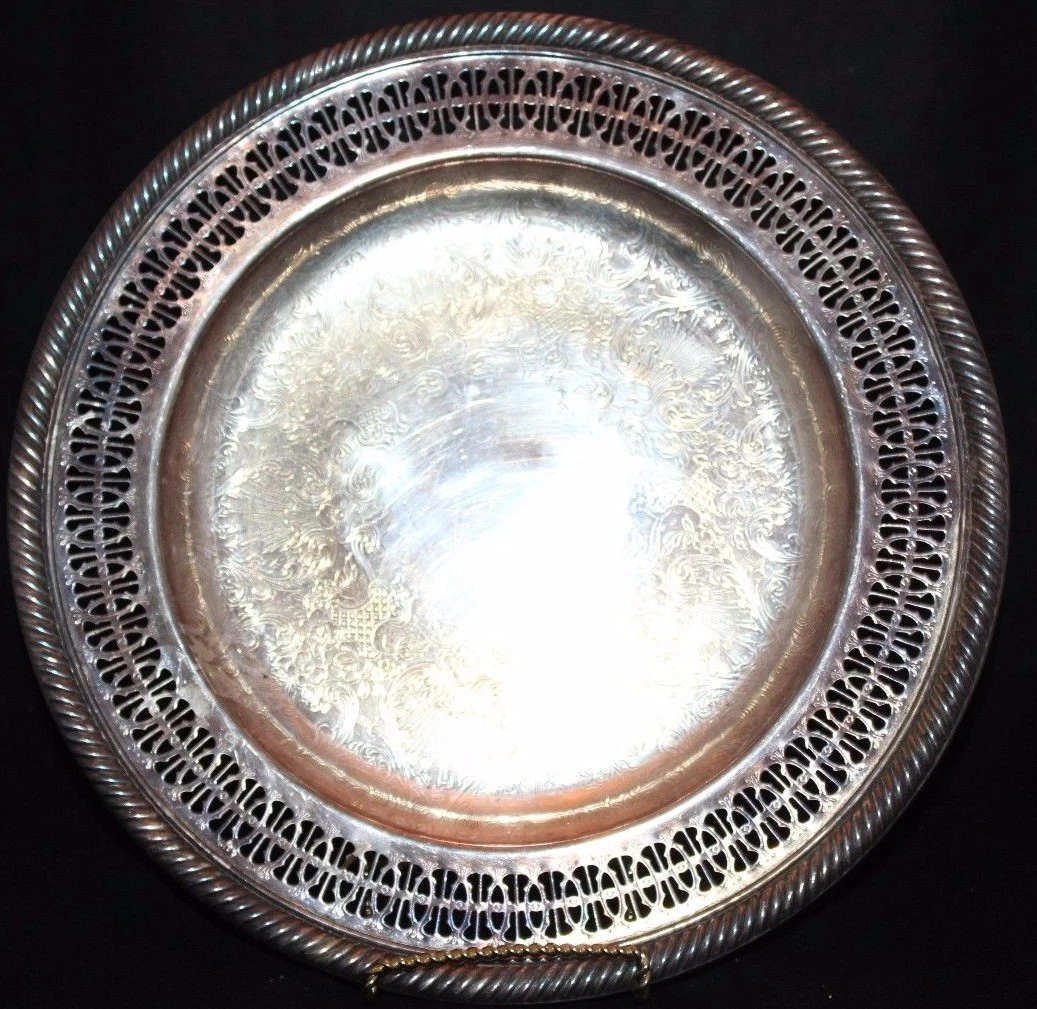 WM Rogers 811 SilverPlate Silver Plate Round Ornate Serving Plate