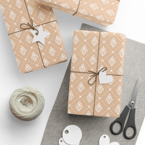 Tan With White Pattern Wrapping Papers - Picture 16 of 37