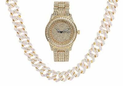 Gold Bling'ed Out Mens Watch on Blast ZZ Necklace or Bracelet ST102Gold Series