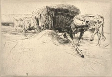 D. Wotson - Early 20th Century Etching, Cattle and Tumbrels