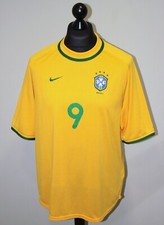 Vintage Brazil National Team home football shirt 9 Ronaldo 2000 Nike Size M