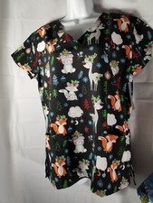 Christmas themed "Rudolph" scrub top, size S