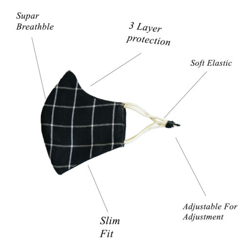 Cottons Face mask Reusable Designer 3- Layer washable, Breathable For Men X 3 - Picture 4 of 9