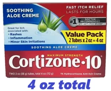 2x Cortizone 10 Maximum Strength Anti Itch Cream Soothing Aloe 4oz total exp2027