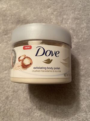 DOVE - Crushed macadamia & Rice Milk Exfoliating Body Polish  NEW 10.5 ounce