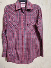 Levis Shirt Mens Medium Red Pearl Snap Cowboy Western Plaid Long Sleeve Rodeo