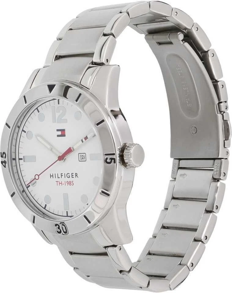 Tommy Hilfiger Men\'s Silver Stainless Steel Strap White Dial Watch 1791441  $125 | eBay