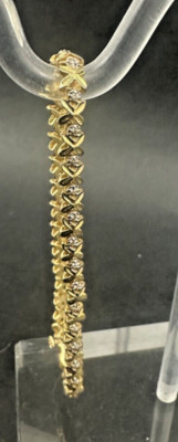 Diamond set X & O Style, 14k solid Yellow Gold, Line/Tennis Bracelet