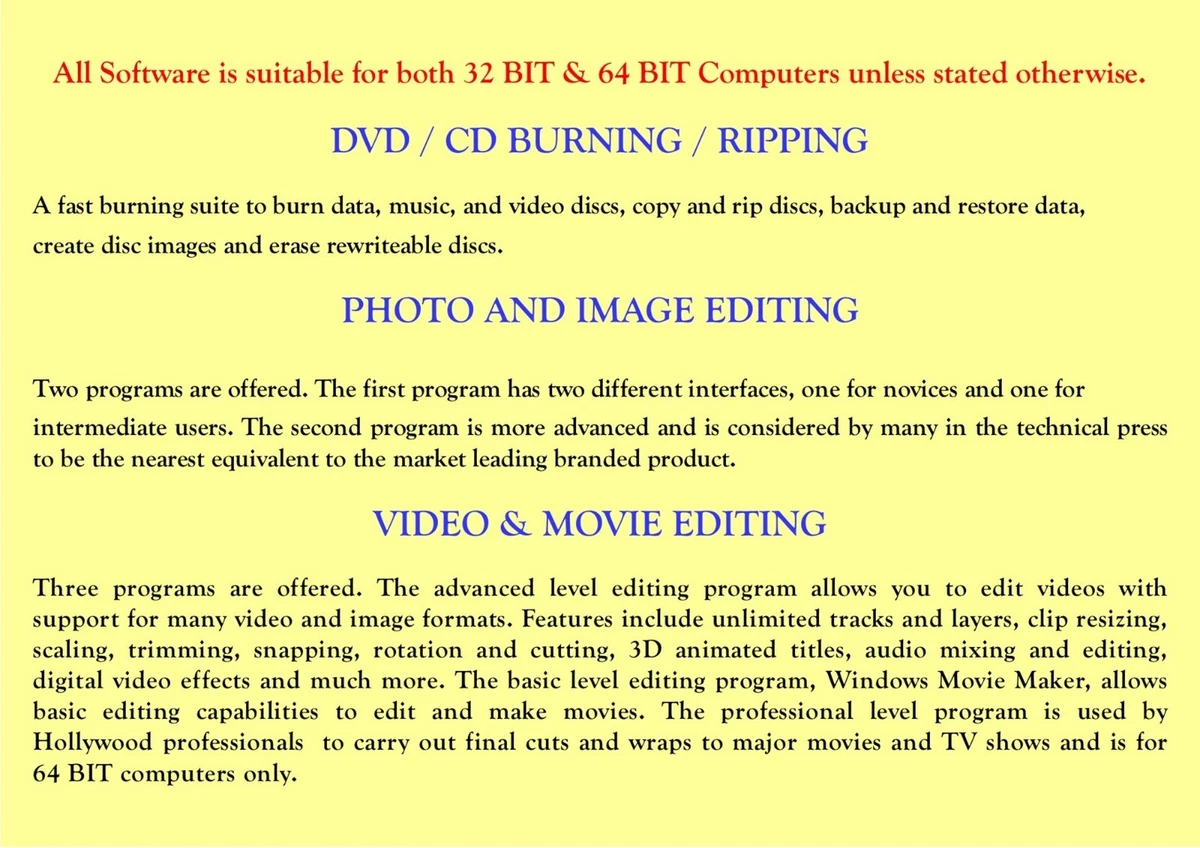 Software de edición de video y creación de películas parte de 20 PROGRAMA MEGA PAQUETE Windows DVD