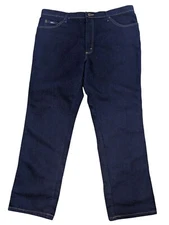 Lee Men's Size 42 X 32 Dark Wash Regular Fit Straight Leg High Rise Denim Jeans