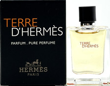 HERMES TERRE D'HERMES PURE PERFUME MINI SPLASH MEN 0.17 Oz / 5 ml TRAVEL SIZE  