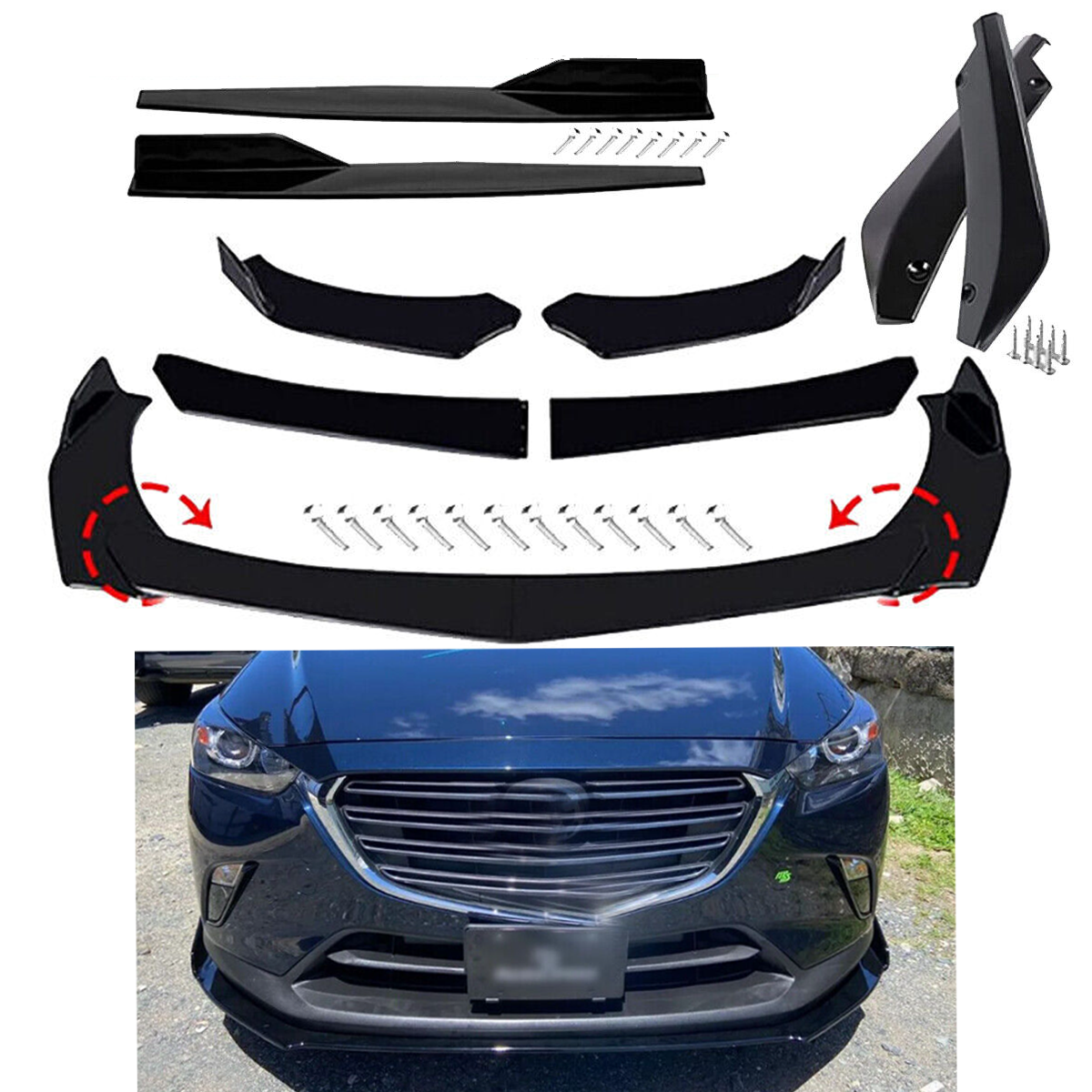 For Mazda CX-3 CX-5 Front Bumper Lips Splitter Lower Spoiler Body