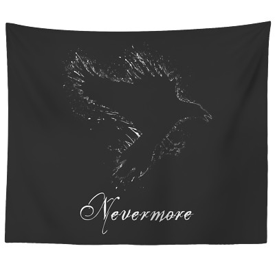 Edgar Allan Poe Nevermore Tapestry The Raven Gothic Halloween Wall ...