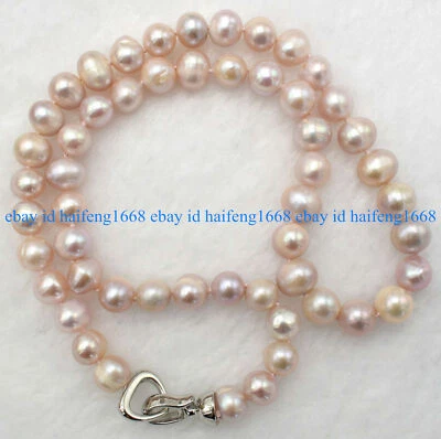 Echtes 8-9mm Natürlich Lila Süßwasser Kultiviert Perle Schmuck Halskette 18" - Bild 1 von 4