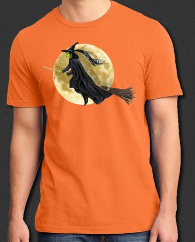 Witch on Broom Moon Halloween Horror New T-Shirt S-6XL - Picture 2 of 6