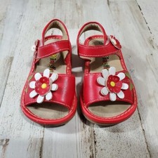 Alligator Footkinetic Girls Sandals Red Floral Hook Look Closure 5 K12