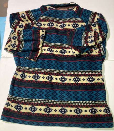 R&R Vintage 90’s Outerwear Fleece Jacket Size 14 Woman’s Aztec Drawstring - Picture 3 of 6