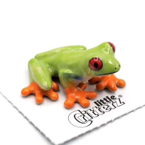 Petite grenouille Critterz grenouille aux yeux rouges "Clinger" - figurine miniature en porcelaine - Photo 1 sur 3