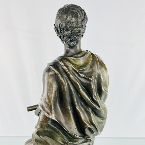 "Scultura statua romana bronzo Giulio Cesare con base in marmo - 7,25 x 21,5" - Foto 10 di 12