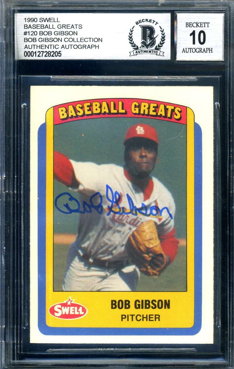 Bob Gibson Gem Mint 10 BAS Beckett Coa Signed 1990 Swell Autograph