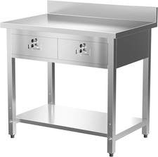 Heavy Duty 36 x 24 " Stainless Steel Work Table with 2 Drawers and Undershelf