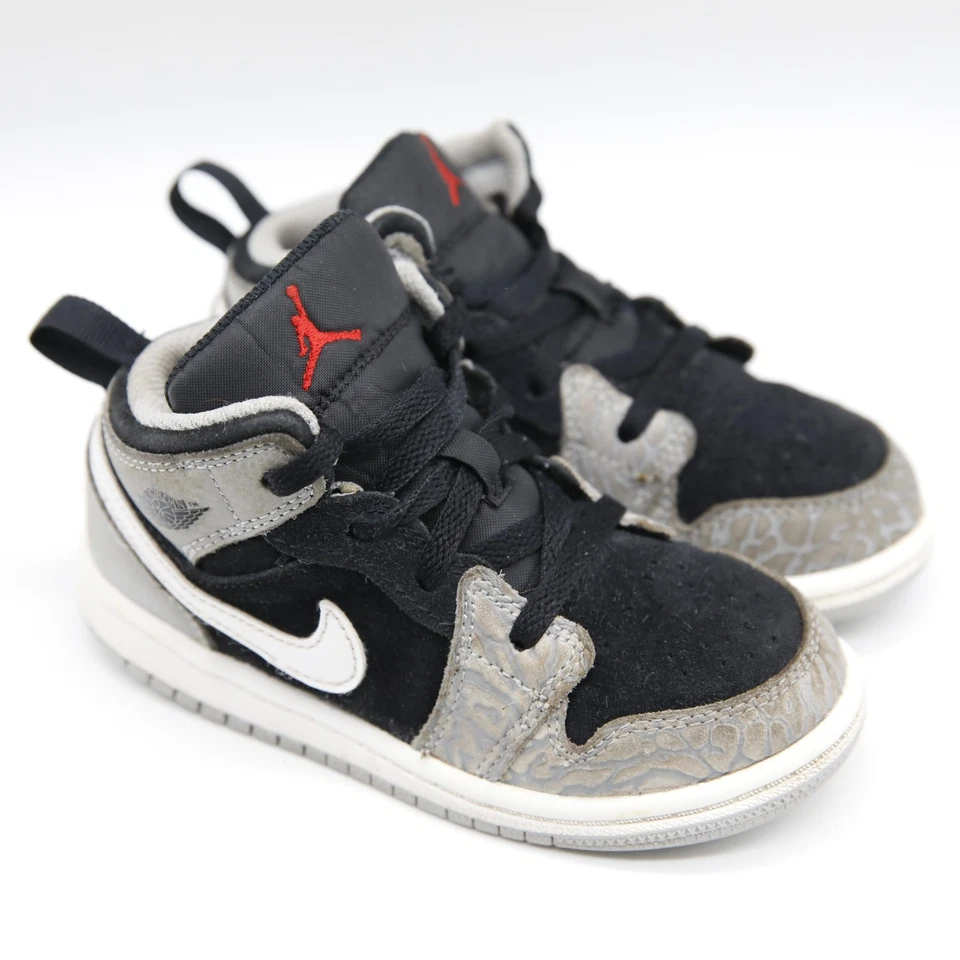 Nike Air Jordan 1 Mid Boys Size 10C Black Gray Athletic Shoes Sneakers - Image 4 of 4