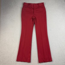 VTG Red Polyester Knits Leisure Slacks Casual 70's Retro Leisurewear Mens 30x30