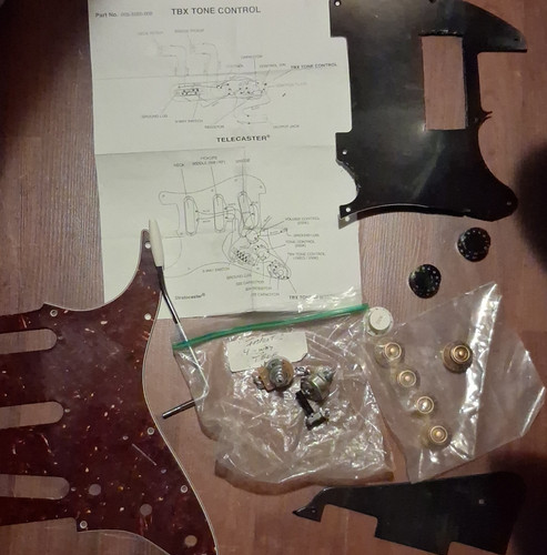 Fender Stratocaster & Telecaster Pickguards, Knobs, Pots, Tremolo Arm Lot