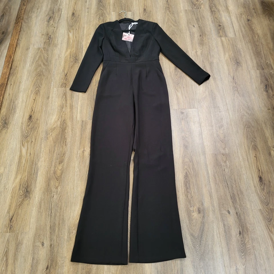 Mono Grazia Italia Negro Profundo Cuello en V Alto 36" Entrepierna Manga Larga Talla 8 Acampanado Foto 2 de 4