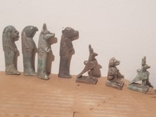 Rare Antique Ancient Egyptian 7 Statues 4 Sons of horus + Horus protection2480BC